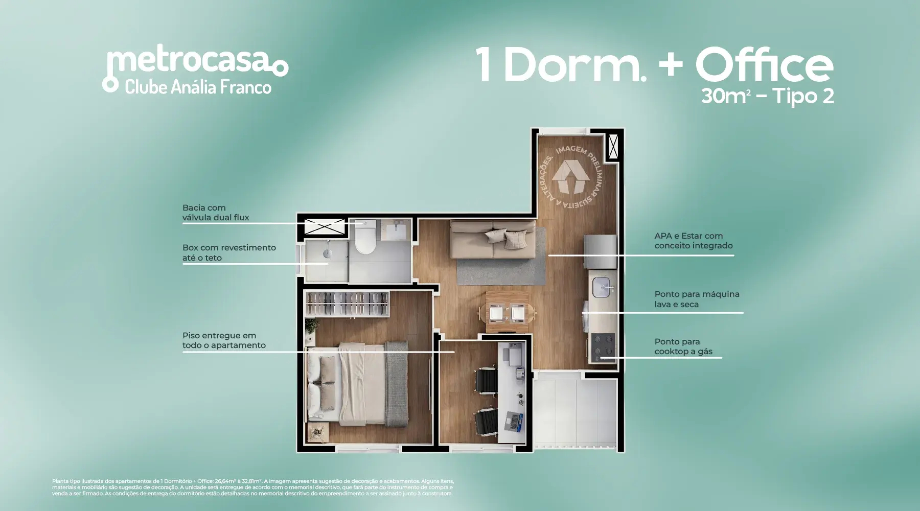 1 Dorm. + Office